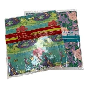 Vintage Gift Wrap Wrapping Paper Cleo Disney Floral set of 2 NIP